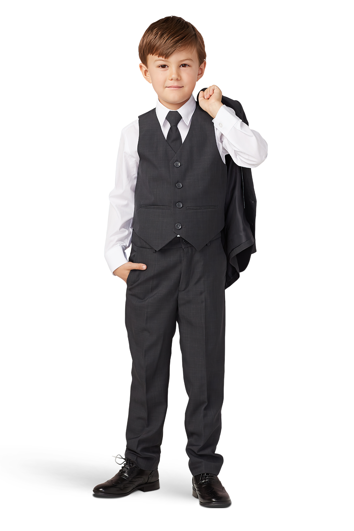 Kids Charcoal Suit 5 Piece Set